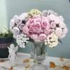 27 Heads Tea Rose Artificial Bouquet Wedding Home Decor Silk Hydrangea 2