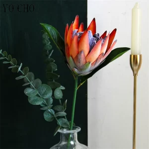 YO CHO Silk King Protea Artificial Flower for Wedding & Home Decor 1