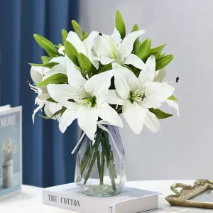 5Pcs White Lily - 38cm Artificial Flowers for Wedding & Home Decoration 1