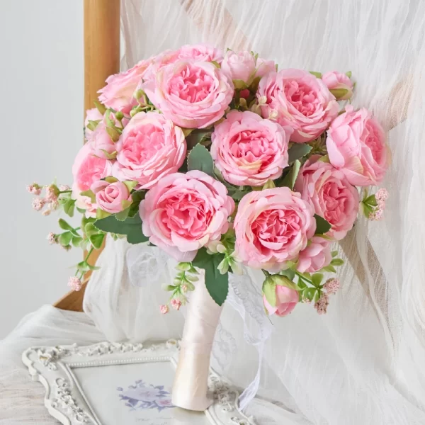 30CM Silk Peony Rose Artificial Flower Bouquet for Wedding Bride Home Decoration 1