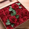 30/5PCS Artificial Foam Rose Flowers with Stems for DIY Wedding Bouquets & Party Decor 3