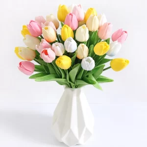 10Pcs Real Touch Tulip Artificial Flowers for Wedding & Vase Decor 1