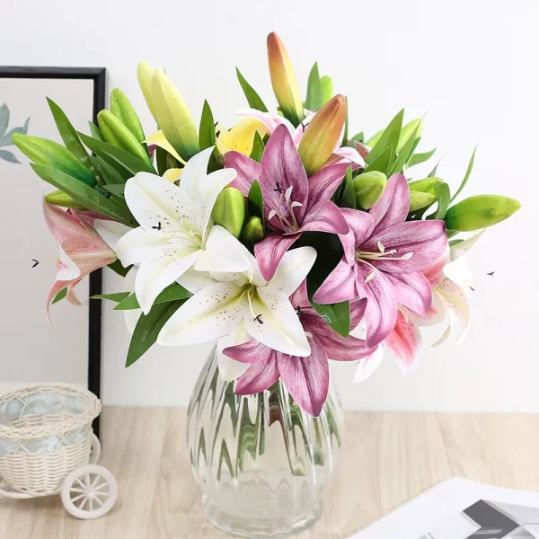 41CM Artificial Lily Silk Flower Bouquet for Home Living Room DIY Gift Decor 1