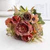 1 Bouquet Orange Rose & Peony Silk Artificial Flowers for DIY Home Wedding Decor 5