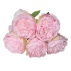 5 Big Heads Pink Peony Rose Artificial Flowers Bouquet for Wedding Bride Decor 5