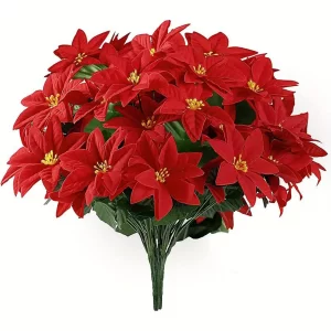 2 Bundles Poinsettia – Christmas Faux Flowers for Decor 1