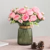 30cm Peony Bouquet - 5 Big Heads, 4 Small Buds - Artificial Wedding Flowers 3