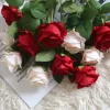 1PC Red Flannel Rose Artificial Flower for Home Wedding Indoor Decoration 6