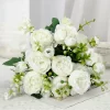 Silk Rose Bouquet – Artificial Pink & White Flowers for Wedding, Home 5