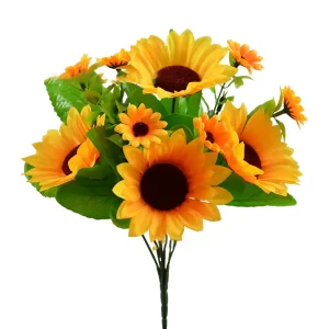 Silk Sunflower Bouquet – Artificial Flowers for Wedding, Home & Party Decor 1