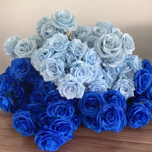 9 Heads Blue Rose Artificial Bouquet for Wedding Living Room Decoration 1