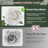 200-12PCS Realistic Artificial White Rose Flowers with Long Stems for Wedding & Home 6