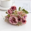 1 Bouquet Orange Rose & Peony Silk Artificial Flowers for DIY Home Wedding Decor 4