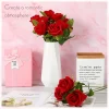 Artificial Red Roses Realistic Fake Flower Branch for Wedding Home Decor (5-20PCS) 2