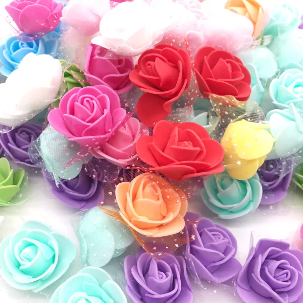 100Pcs 3.5cm Mini PE Foam Rose Heads for DIY Wreath & Wedding Decor 1