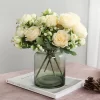 30cm Peony Bouquet - 5 Big Heads, 4 Small Buds - Artificial Wedding Flowers 2