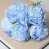 5 Big Heads Pink Peony Rose Artificial Flowers Bouquet for Wedding Bride Decor 3