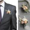 Silk Rose Boutonniere – Groom's Corsage for Wedding & Party 2