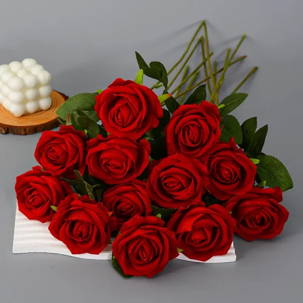 50cm Artificial Rose Branch - 2/5Pcs Red Roses for Wedding & Home 1