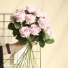 1PC Red Flannel Rose Artificial Flower for Home Wedding Indoor Decoration 4