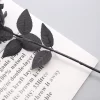 5/10/20Pcs Black Silk Roses for Gothic Wedding & Halloween Decor 4