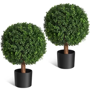 24 Inch Artificial Boxwood Topiary Balls (Set of 2) 1