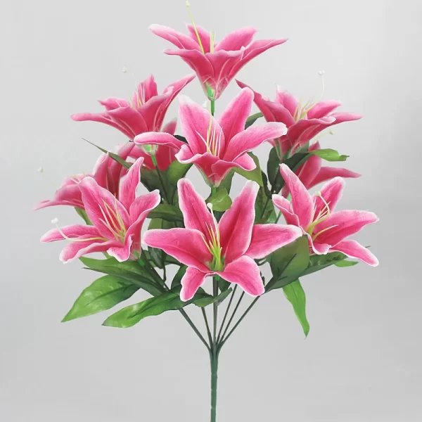 10-Head Artificial Lily Bouquet for European Wedding & Party Decor 1