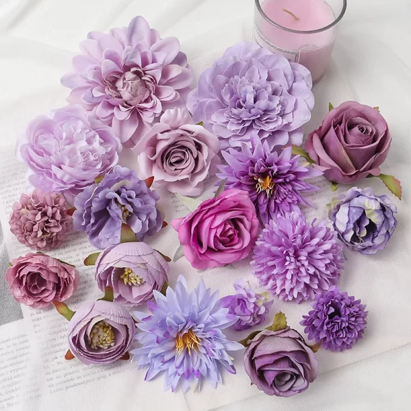 Purple Flower Heads - Artificial DIY Wedding, Birthday & Garland Decor 1