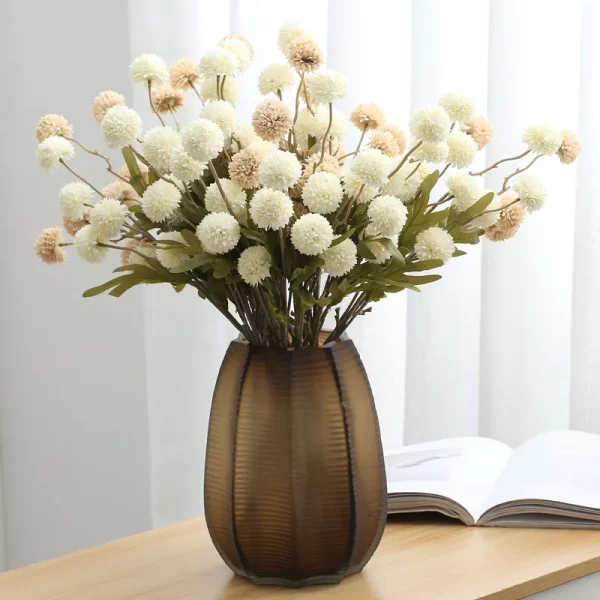 5-Head Silk Dandelion Flower Bouquet for DIY Wedding & Home Decor 1