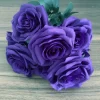 9 Heads Artificial Rose Bouquet – Purple Dark Purple Fake Roses for Wedding 4