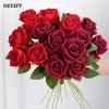 5/10/20Pcs Long Stem Red Roses – Faux Flowers for Home & Wedding 6