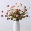 5-Head Silk Dandelion Flower Ball with Green Leaves for Wedding & Home Decor 2