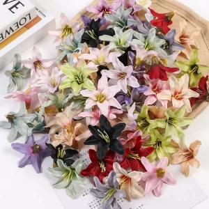 Silk Lily Flower Heads for Crafts & Wedding Room Decor 1