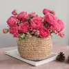 30cm Peony Bouquet - 5 Big Heads, 4 Small Buds - Artificial Wedding Flowers 4