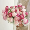 3 Heads Elegant Silk Peony Artificial Bouquet for Wedding Party Home Decor 4