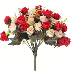 12-Head Rose Bouquet – Realistic Silk Flowers for Decor & DIY 1