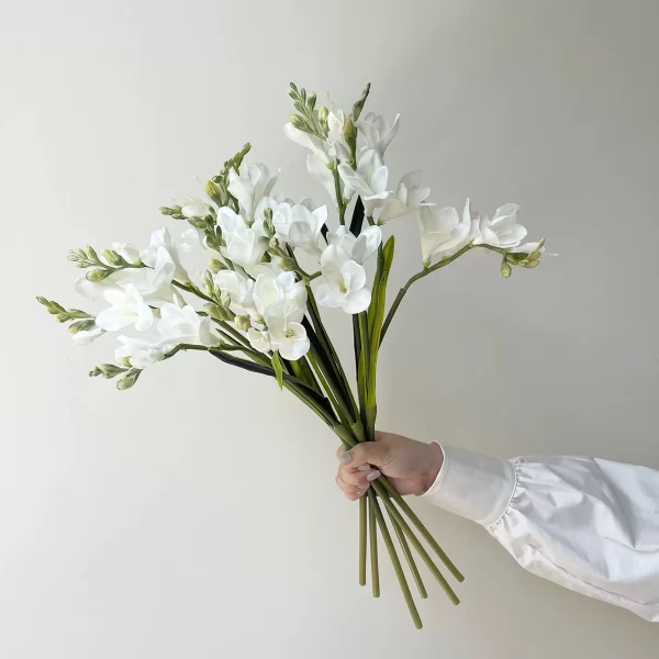 High-Quality Artificial Freesia Flowers White Wedding Spring Decor 1