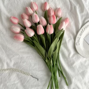 Real Touch Tulip Imitation Flower Bouquet for Bedroom Wedding Floral Decor 1