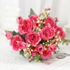 Silk Rose Bouquet – Artificial Pink & White Flowers for Wedding, Home 4