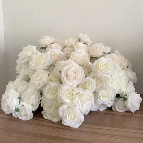 9-Head Ivory White Rose Bouquet – Elegant Faux Wedding Floral 1