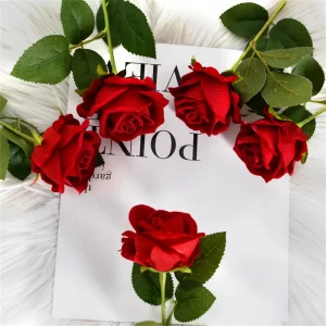 51cm Red Silk Rose Bouquet - Fake Flowers for Wedding, Home & Valentine’s Gift 1