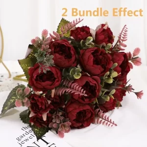 9 Heads Peony Silk Bouquet for Wedding & Garden Charm 1