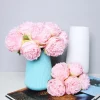 5 Big Heads Pink Peony Rose Artificial Flowers Bouquet for Wedding Bride Decor 2