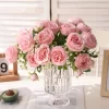 30CM Silk Peony Rose Artificial Flower Bouquet for Wedding Bride Home Decoration 3