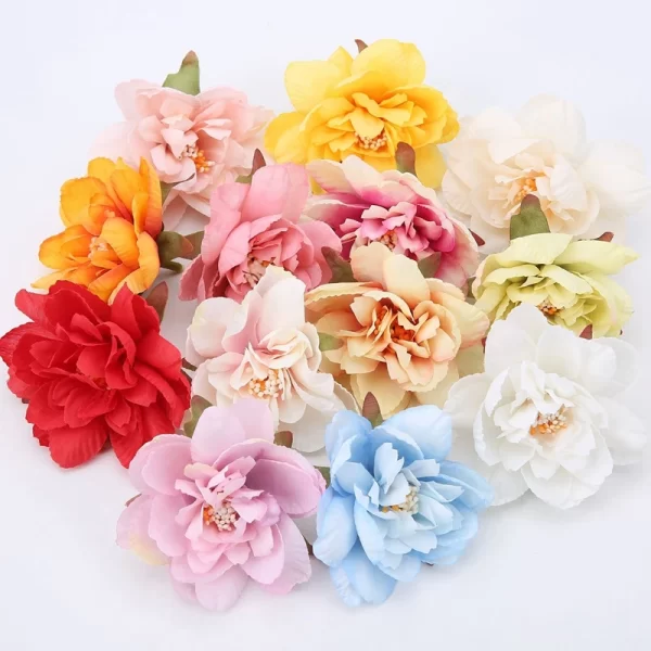 10Pcs Fake Flower Heads - Artificial Roses for Wedding & DIY Decor 1