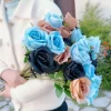 1/10Pcs Realistic Blue & Black Rose Branch for Wedding & Valentine’s Decor 5