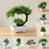 Green Artificial Bonsai Tree Potted Flower 2