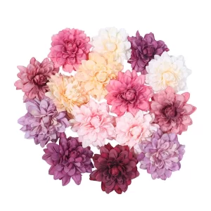 5PCS Dahlia Artificial Flower Heads for Wedding DIY Wreath Craft Decoration 1