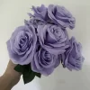 9 Heads Artificial Rose Bouquet – Purple Dark Purple Fake Roses for Wedding 5