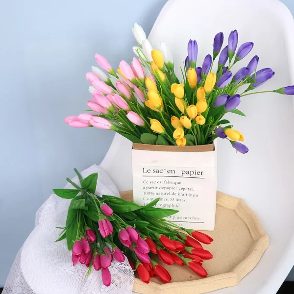 21-Head Tulip Bouquet – Artificial Lavender Tulips 1